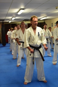 Shihan Peter and the class line up at the end of training.